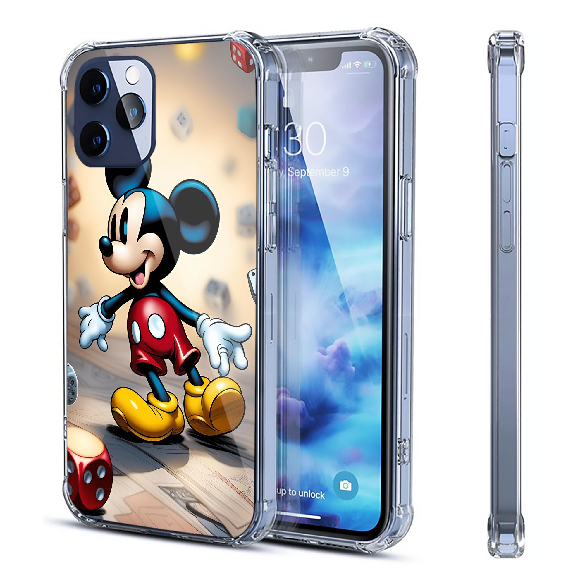 （画像用） ミッキーマウス Mickey Mouse 【iPhone 12シリーズ対応】透明スマホケース（クリアソフトケース）